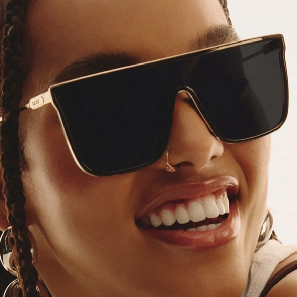 Quay Australia Accessories - Quay Nightfall Remixed Polarized Sunglasses, Black & Gold